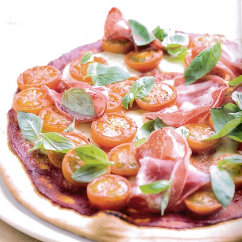 Recette Pizza tomates cerise, mozzarella di buffala et coppa