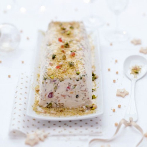 Recette Nougat glacé, mendiants pignons-pistache